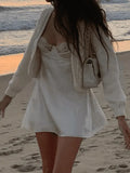 Backless Lace Paneled Slip Mini Dress-Outfit