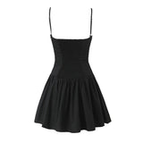 Cami Buttoned Style Pleated Tie Up Mini Dress- Outfit