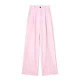 New Spring Style Pleated Front High Waist Trousers