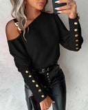Zingj Hot Style Autumn And Winter Solid Color Metal Buckle Diagonal Shoulder Collar Button Shirt Shirt