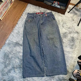 Printed Baggy Jeans For Men's 2K Casual Wide-Legged