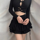 Dark Personality Side Waist Band Skirt Ins2023 Spring Girl's New Half