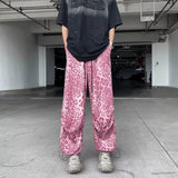 Leopard Print Parachute Trousers Men's Fashion Brand Hiphop Wide-Legged Trousers Loose Straight Tube Trendy