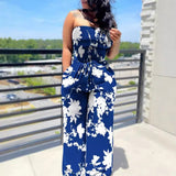 Zingj Hot Style Autumn Slim Sleeveless Strapless Print Women's Jumpsuit