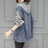 Zingj Hooded Coat Female Autumn New Plus Size Fashion Short Splicing Loose Small Versatile Autumn Jacket-Outfit