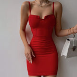 Women's Dress 2022 Camisole V Neck Empire Gauze Sleeveless Solid Patchwork Sexy Party Bodycon Mini Dress Female