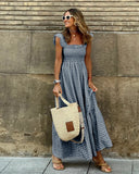 Summer Patchwork Plaid Elastic Large Swing