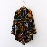 chained casual oversize Women Blouses Spring chiffon Blouse 3/4 sleeve Loose Casual Tops Shirts Blusas