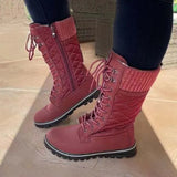 Zingj New Solid Color Snow Boots Autumn And Winter Female Middle Tube Flat Front Belt Round Head Autumn And