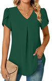 Zingj Wise Hot Style Summer Simple Women V-Neck Petal Sleeve Shirt Women's