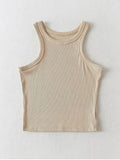 Summer Women Solid Knit Short Tank Tops Strethy Cropped