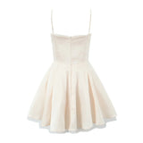 New Satin Three-Layer Three-Dimensional Steel Ring Lace Spliced Sling Dress In