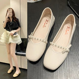 Zingj Head Dou Dou Shoes Female Spring 2024 New Shallow Mouth Thick Heel Pedal Two Wear Shallow Mouth Women's Single Shoes Casual Versatile-Outfit