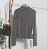 High-Necked Bottomed Shirt Women's Autumn And Winter New Bow Embroidery Inside The Top Of The Jacket T-Shirt