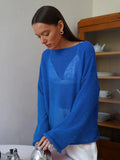 Zingj Sweater 2024 Spring / Summer New Female Perspective Thin Big Round Collar Horn