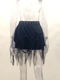 Gothic Punk, Spider Web, Tassel, Half Skirt, Dark Wind, Short