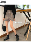 Women Wool Plaid Buttons Slit A-line Anti-glare Luxury Elegant Office Ladies Bodycon Leisure Ulzzang Korean Mini