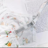 White Ribbed Floral Print Lingerie Set- Outfit