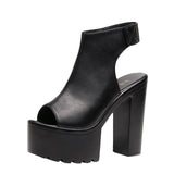 Heel 14 Cm Roman Sandals Women's Banquet Wearing Fish-Mouthed Shoes Thick-Soled Waterproof Trolley Model Model Show