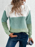 And Winter Round Collar Splicing A Hundred Striped Sweater Women Lazy Wind Top Loose Large-Size Knitted