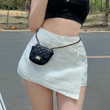 Women Summer Skinny Solid Denim Irregular Fashionable Holiday Korean Version Ladies Trousers Leisure Stylish High