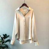 2023 Womens Clothing Silk Shirt Vintage Blouse Women Sheer Top Women Longsleeve Dress Shirt Woman