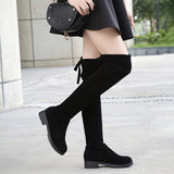 Zingj New 2023 Women's Boots Suede Over The Knee Boots Low Heel Flat And Cotton Thermal Sleeve Women's Boots- Outfit