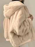 Reversible Oversize Fleece Hooded Jacket-Outfit