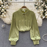 Zingj Socialite Style High-End Shirt Autumn And Winter Lantern Sleeve Diamond-Encrusted Loose Design Minority Light Extravagant