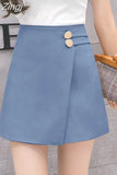 Women Solid Button Simple Summer Chiffon Lightweight Office Lady Mini Skirt All-match Slim Korean Style Fashion