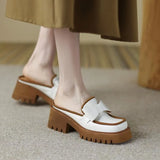 Zingj And Summer 2023 Square Bow British Baotou Half Slippers Women's Color Platform Outside Wear Cool Drag Muller