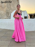 Color Lace Up Sling Maxi Dress Ladies Sexy Backless Off Shoulder Sleeveless Dresses Loose Female Party Holiday