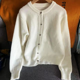 Zingj Fragrant Wind Black Knit Cardigan Female 2023 New Style Lazy Retro Round Neck Sweater