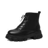 Zingj Bottom Martin Boots Female 2023 New Increased Thick Bottom Round Head British Wind College Style Women's Ankle Boots-Outfit