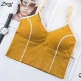 Women Backless Spaghetti Strap Sexy Seamless Tanks Womens Slim Patchwork Chic Ins Sexy High Elasticity Fashion Tops