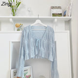 Women Trendy Hook-Flower-Hollow Lovely Sun Protection Elegant Summer Long Sleeve Party Girls Open Stitch Soft