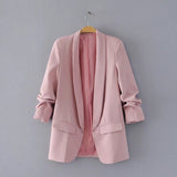 Fashionable Suit Jacket With Buckle-Free Pleated Sleeves In Spring