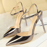 Shoes Fashion Sandals Women 2021 Patent Leather High Heels Women Sandals Summer Heeled Sandals Pointed Toe Women