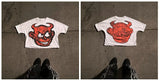 Summer Long-Style Short-Sleeved Cartoon Graphic Printing T-Shirt Hip-Hop Harajuku Leisure Round-Collar T-Shirt Gothic Short