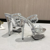 Zingj Fashion Summer New Pointed Transparent Waterproof Platform Fine Heel Fashion Runway Ultra High Heel Women's Single Shoes And