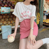 Summer Women's New Candy-colored Denim Skirt Korean Version High-waisted Slim All-match Retro Hip A-line