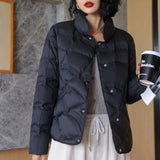 Light Short Down Jacket Female Winter Burst Xiangyun Fashion Short Small White Duck Down Warm Coat-Outfit