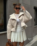 Autumn And Winter New Short-Term Collar Fashion Korean Version Of Women's Long-Sleeved Pure Color