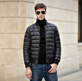 Autumn And Winter Male Standing Collar Jacket Down Jacket Large Size Slim Fashion Standing Collar Short Baseball Jacket Matching Wear-Outfit