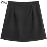 Women Pure A-line Sexy Prevalent Daily Minimalist Ulzzang Fall Basic Preppy Street Style BF Newest Above Knee Ins