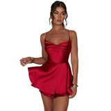 Women's Short Style Xia Xin Style Bare Back Sexy Fashion Satin Satin