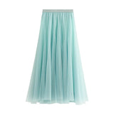 Long Yarn Skirt Half Dress Girl Autumn And Winter High Waist Long Net Yarn Skirt 100 Folding Skirt A Skirt Fairy Dress