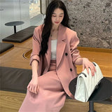 Zingj Version Suit Female Pink Suit Jacket Tea To Wear A Skirt Capable Temperament New Two Korean