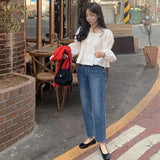 Women Solid Fashion French Style Tender Square Collar Simple Folds Design All-match Graceful Female Leisure Baggy