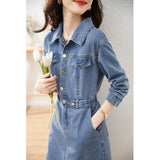 Zingj Feeling Close Waist Show Thin Jeans Skirt Son 2024 Autumn New Versatile Temperament Jeans Dress Female-Outfit